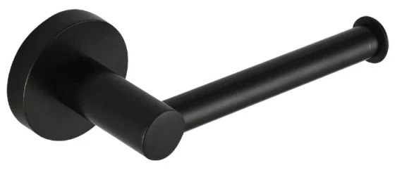 Straight Bar Toilet Roll Holder Round  - Black