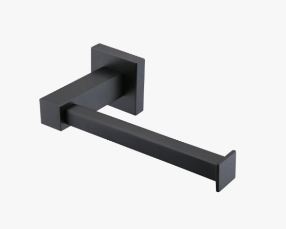 Straight Bar Toilet Roll Holder Square - Black