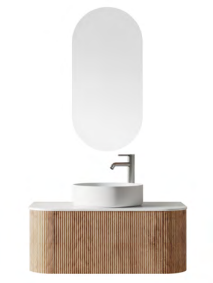 Nishan Fluted Walnut Vanity With Top - 750mm