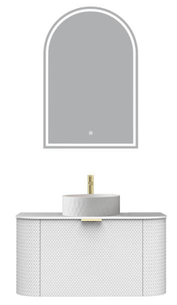Nishan Curve Ice White Vanity With Top - 900mm