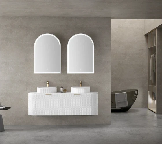 Nishan Curve Ice White Vanity With Top - 1500mm