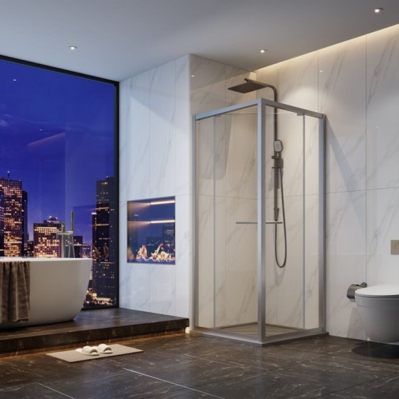 Rolling Door & Return 1000mm - Brushed Stainless Steel