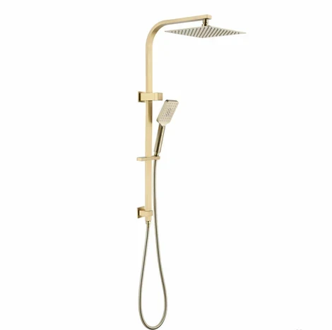 Rain Square Combo Twin Shower Set - Brushed Gold