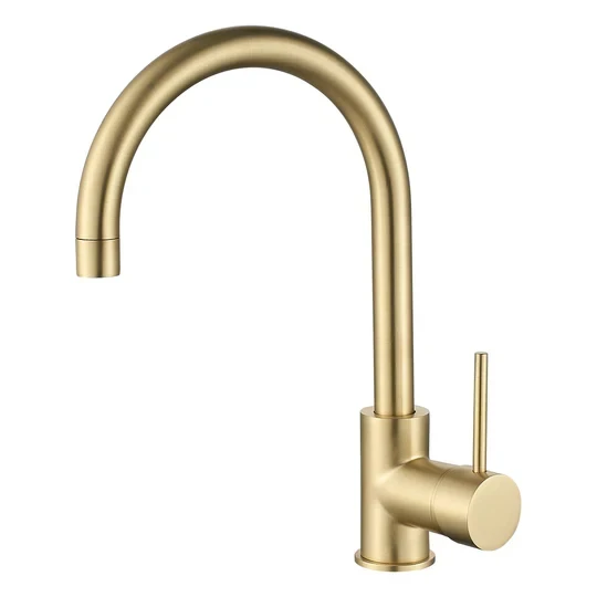 Goose Neck Sink Mixer - Brushed Gold