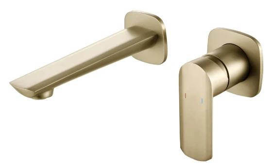 Nishan Wall Mixer Tap Set - Brushed Gold