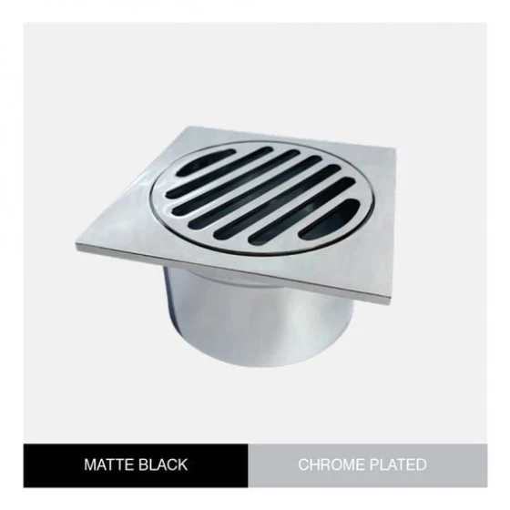 Floor Drain Chrome Sqr 80mm - Long Collar